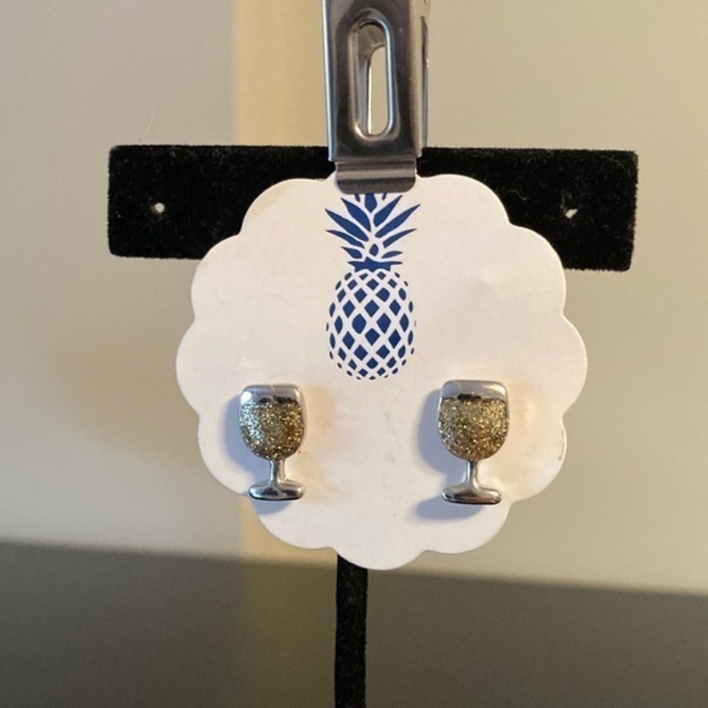 Gold and Silver Wine Glass Earrings